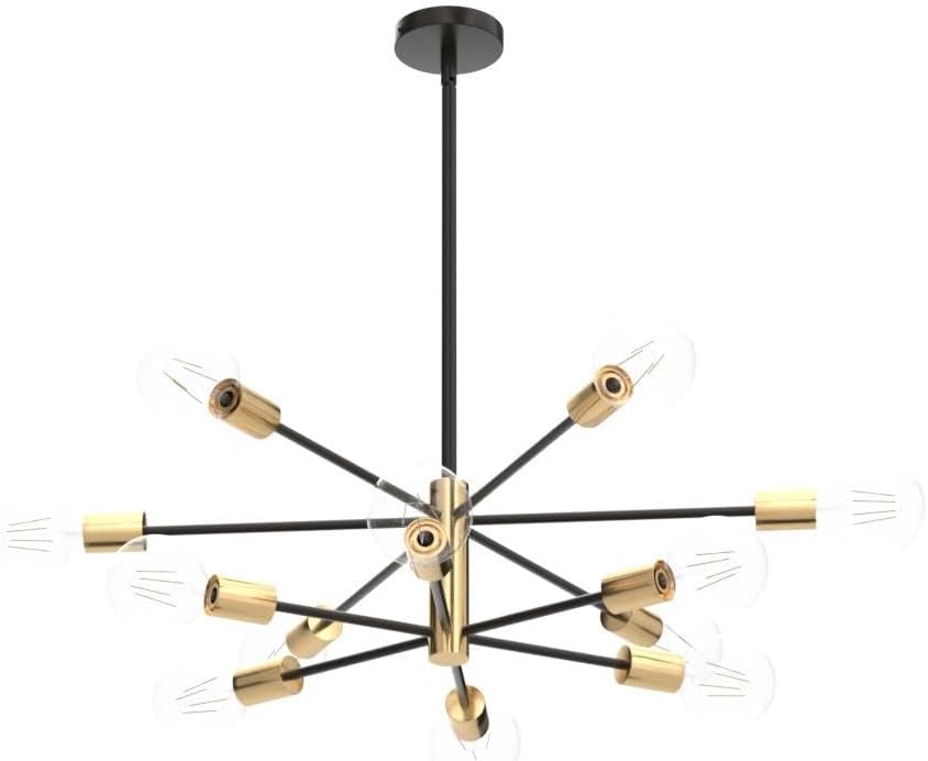 Gold Black Sputnik 12-Light Chandelier