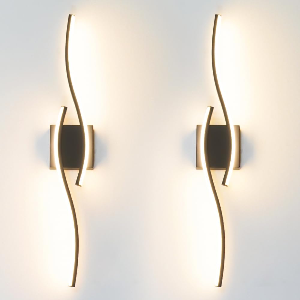 Black Dimmable LED Wall Sconces 2 Pack