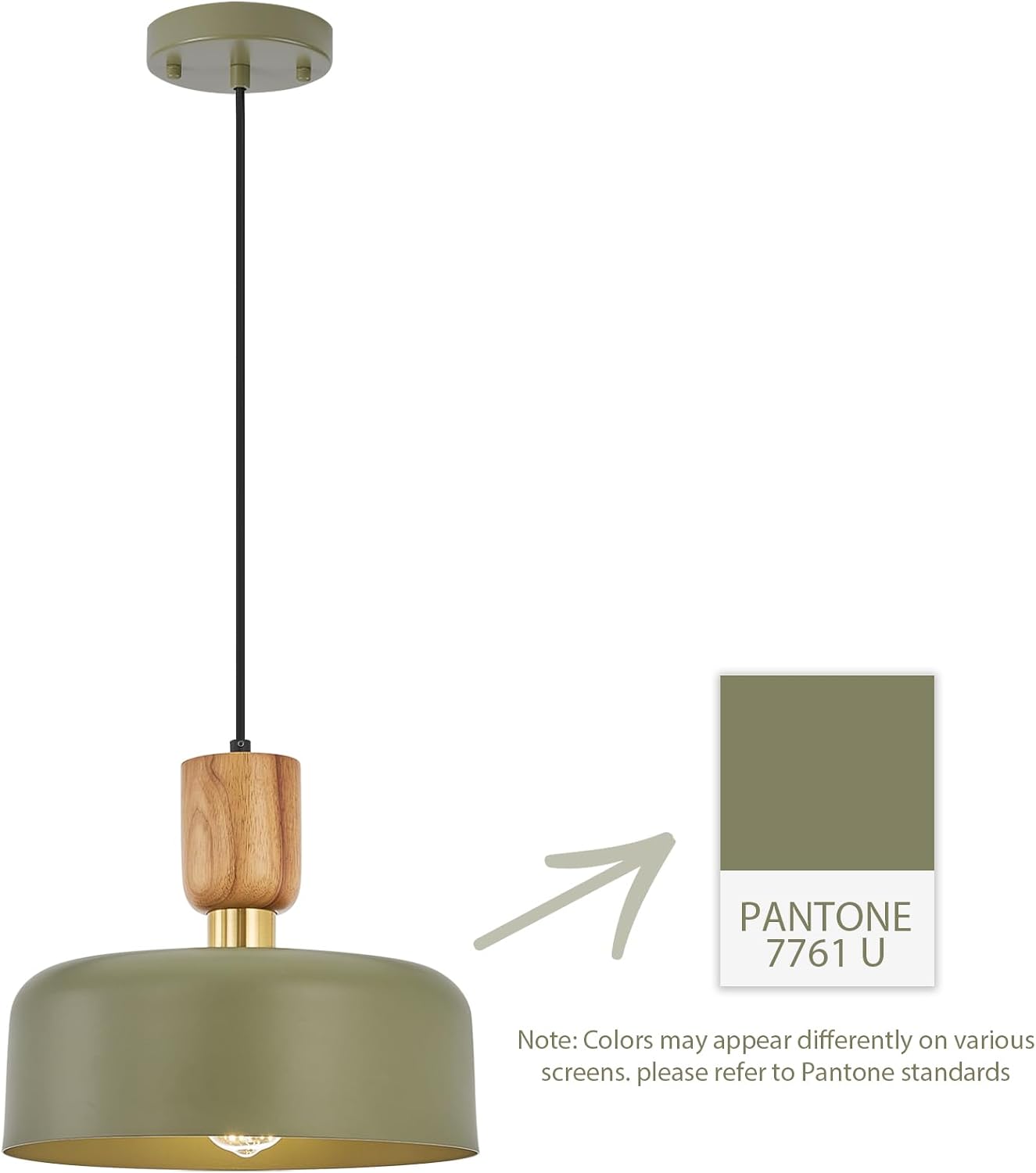 Green Wood Brass Pendant Light Fixture