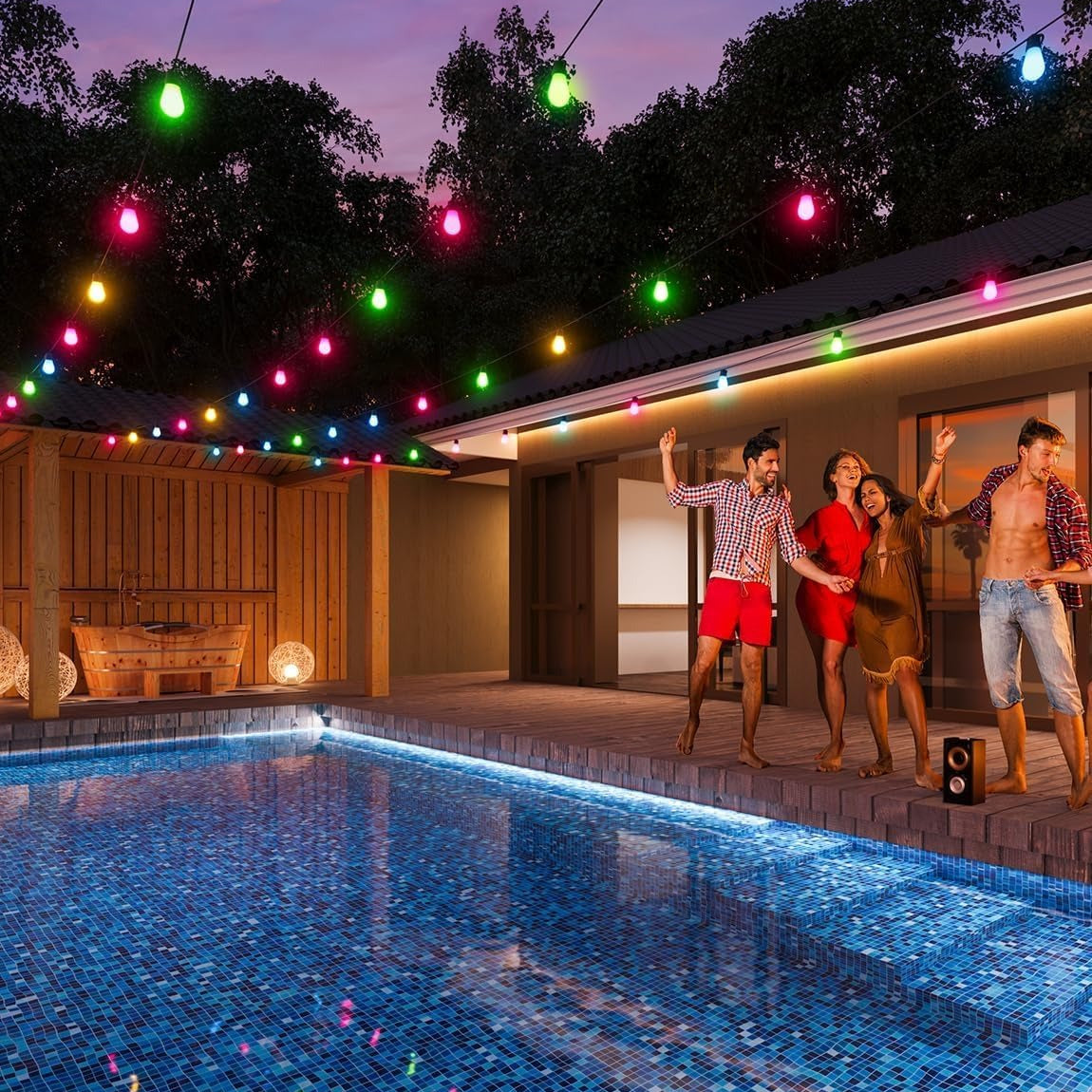 48FT App Control RGBIC Smart Outdoor String Lights H7015