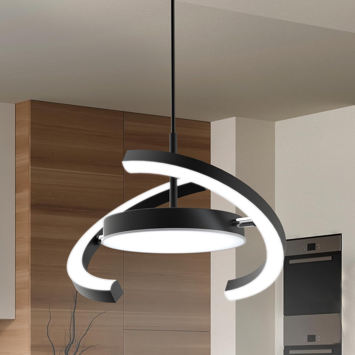 Black Dimmable Saturn Ring Pendant Light