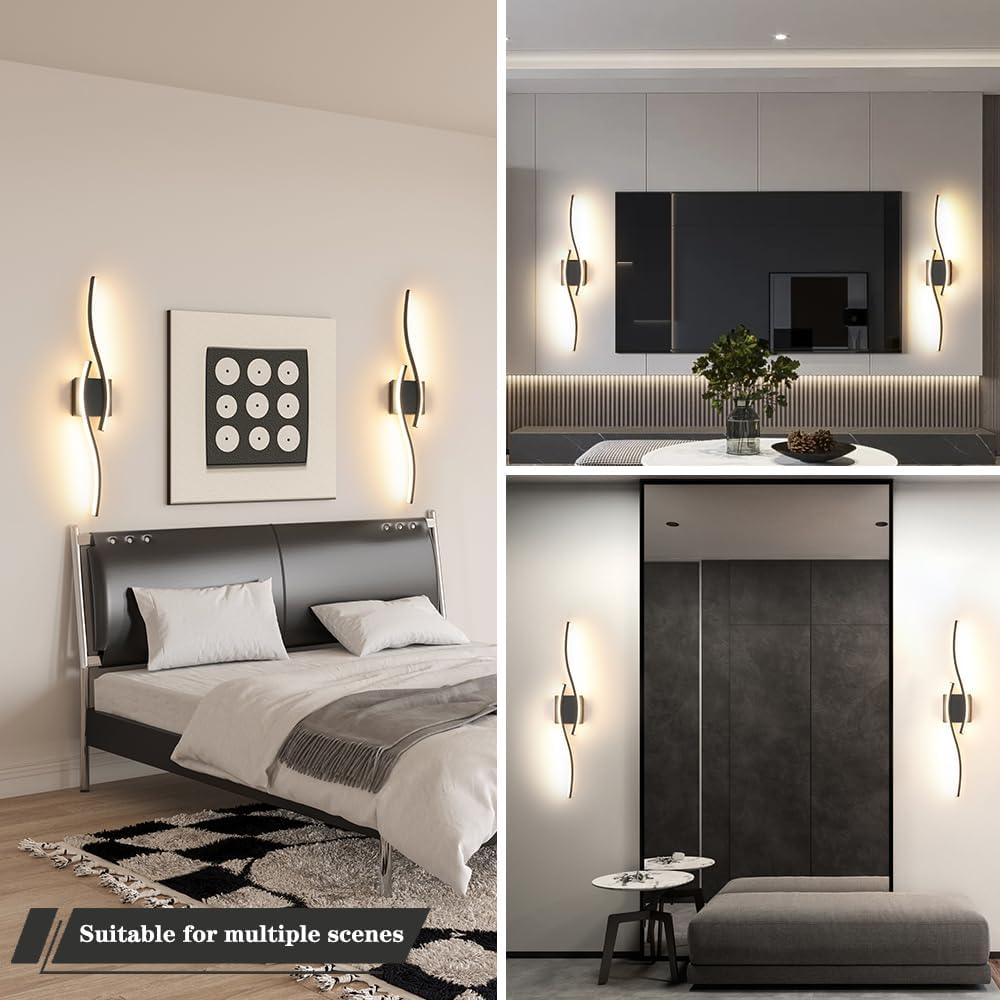 Black Dimmable LED Wall Sconces 2 Pack