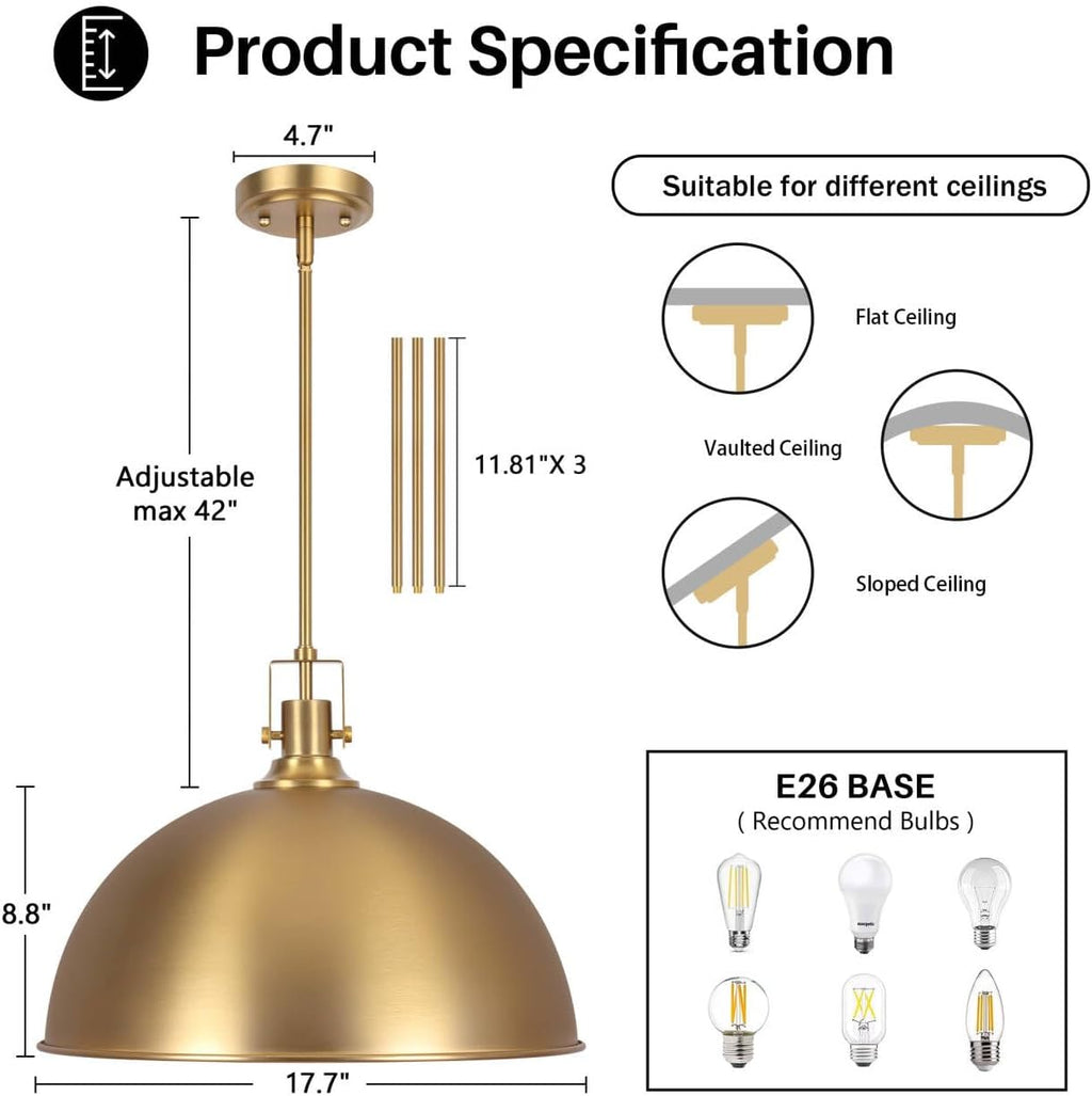 Gold Dome Farmhouse Pendant Light