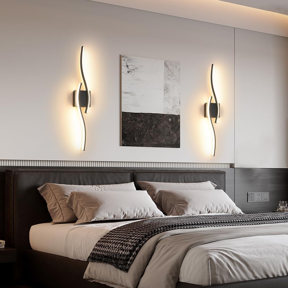 Black Dimmable LED Wall Sconces 2 Pack