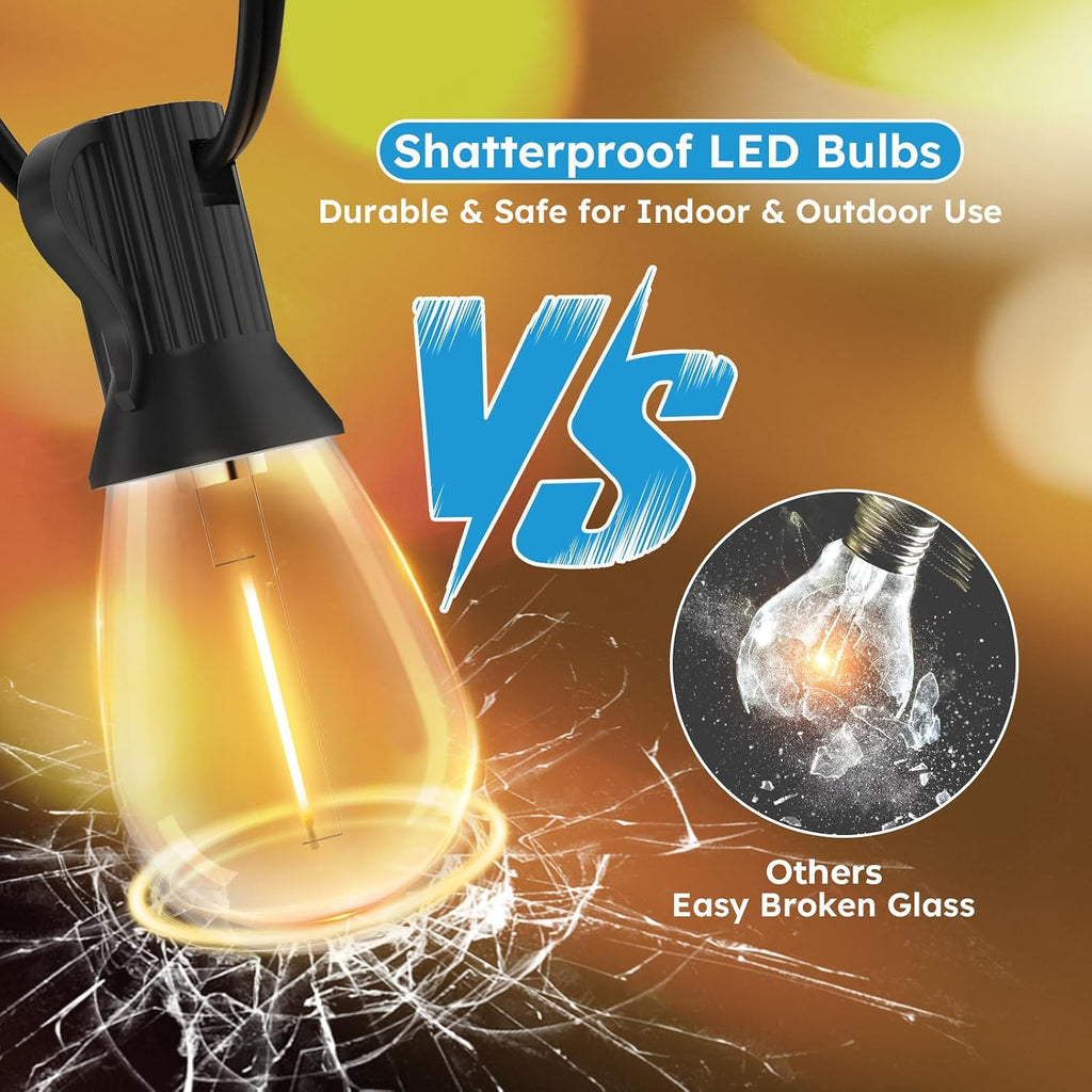 200FT Waterproof Warm White Patio String Lights