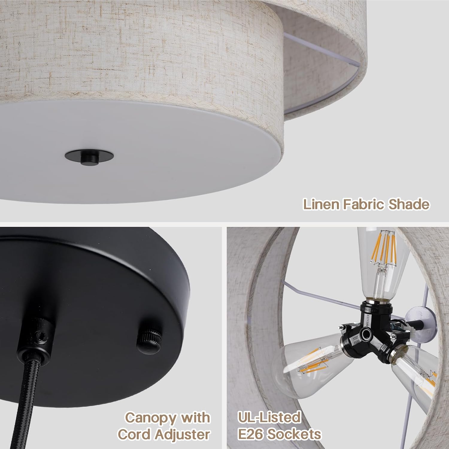 Double Drum Fabric Pendant Chandelier