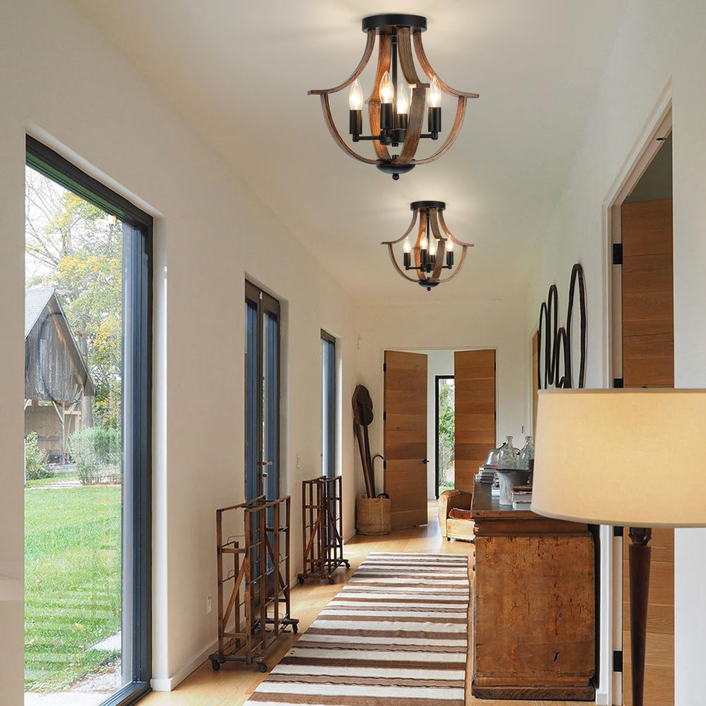 4-Light Wood Farmhouse Chandelier