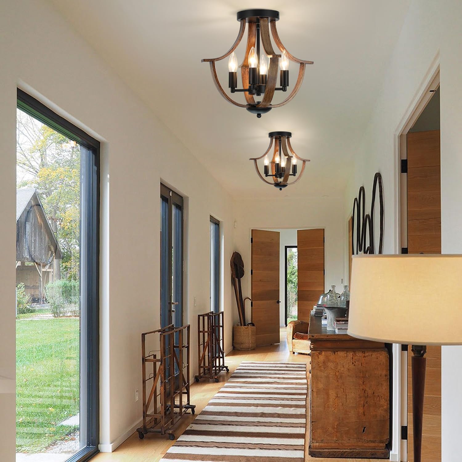 4-Light Wood Farmhouse Chandelier