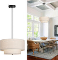 Double Drum Fabric Pendant Chandelier