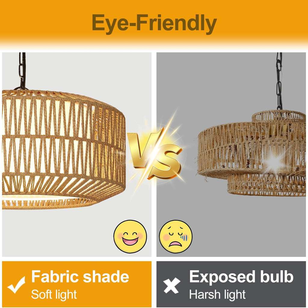 Rattan Boho Farmhouse Chandelier