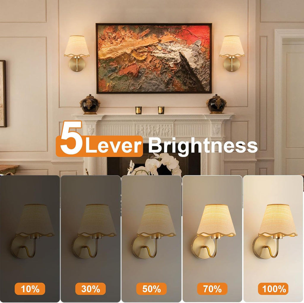 Gold Rattan Rechargeable Wall Sconces 2 Pack
