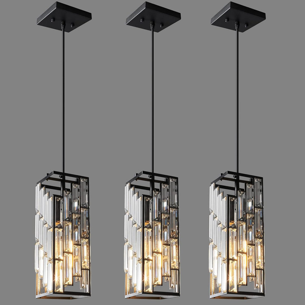 Black Crystal Pendant Lights 3 Pack
