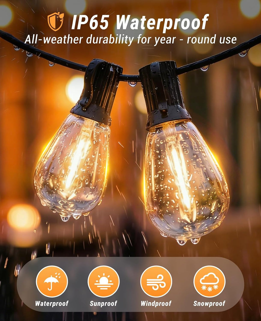 200FT Remote Dimmable Timing Outdoor Patio String Lights