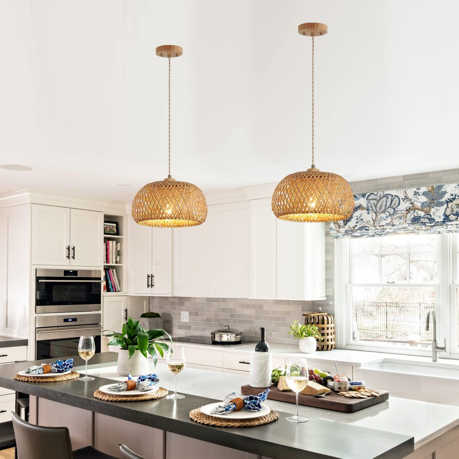 Bamboo Boho Basket Pendant Light