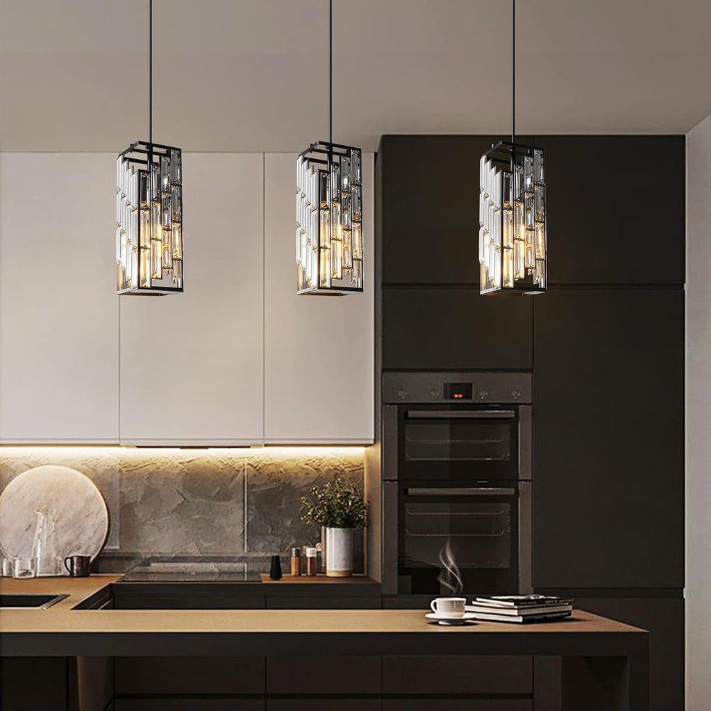 Black Crystal Pendant Lights 3 Pack