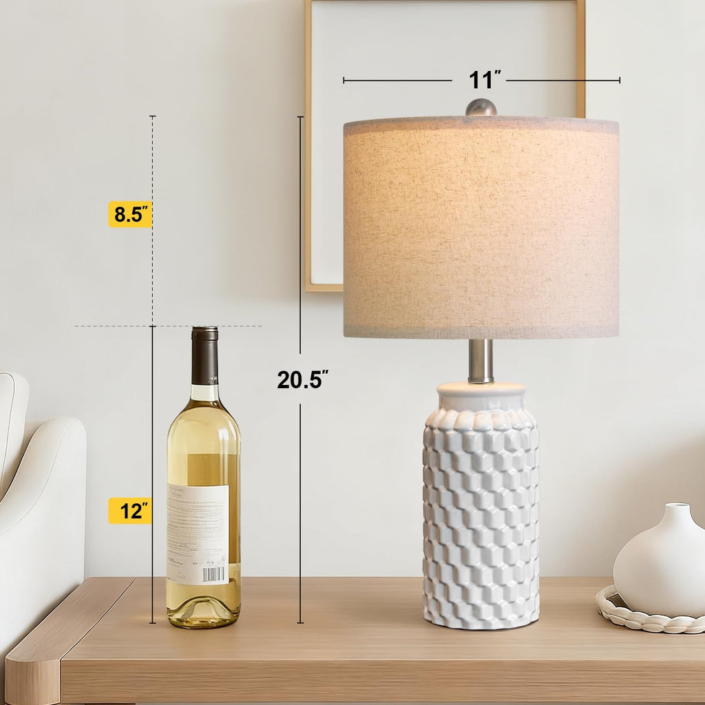 White Ceramic Farmhouse Table Lamps 2 Pack