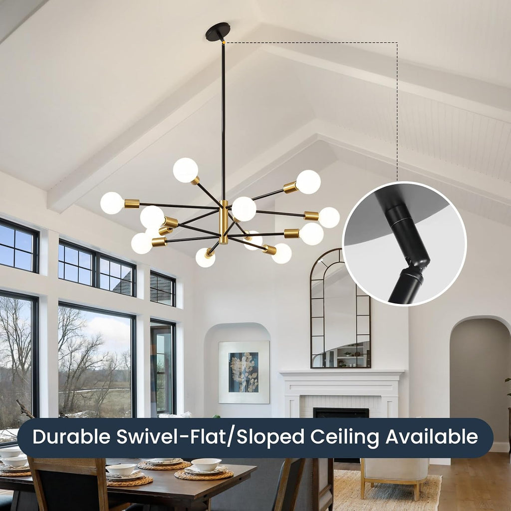 Gold Black Sputnik 12-Light Chandelier