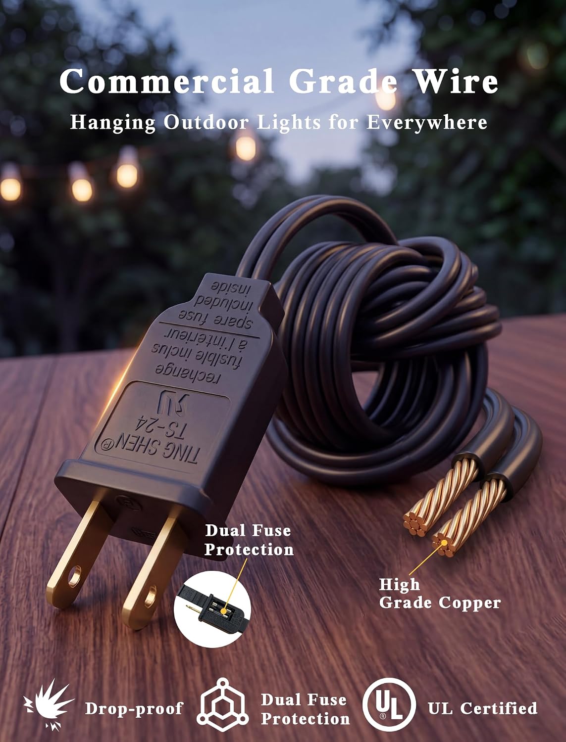 Black Waterproof G40 Globe String Lights 50FT
