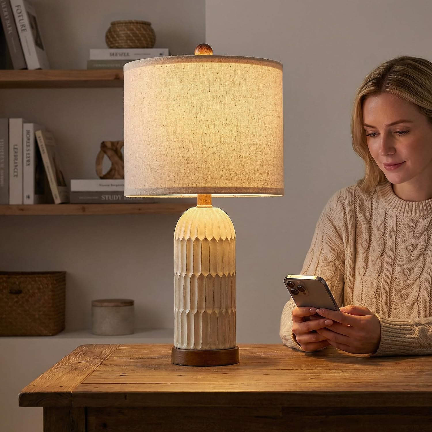 Farmhouse USB Charging Table Lamps 2 Pack