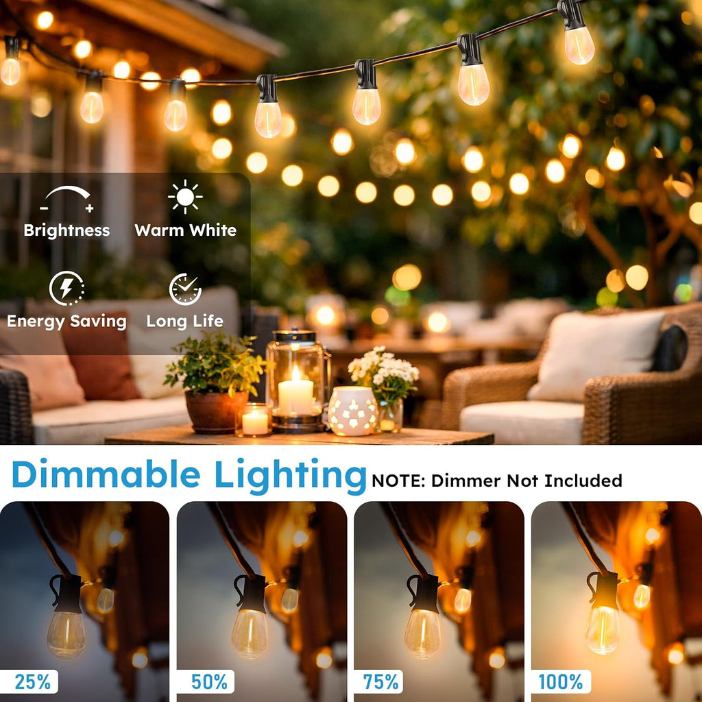 200FT Waterproof Warm White Patio String Lights