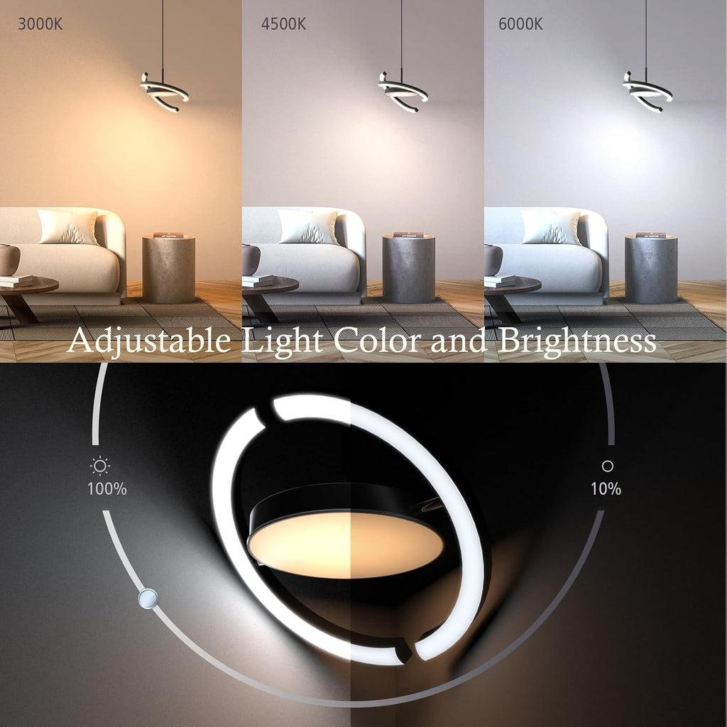 Black Dimmable Saturn Ring Pendant Light