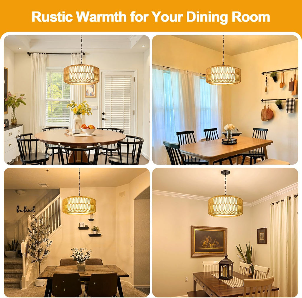 Rattan Boho Farmhouse Chandelier