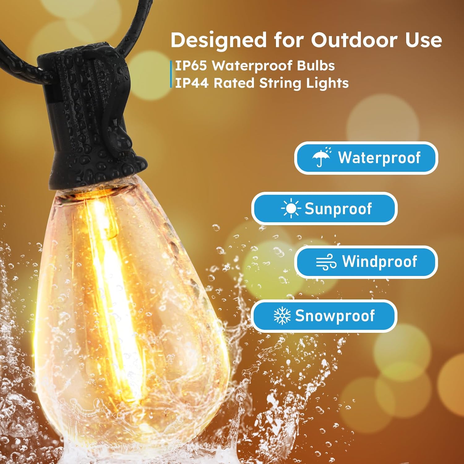 200FT Waterproof Warm White Patio String Lights