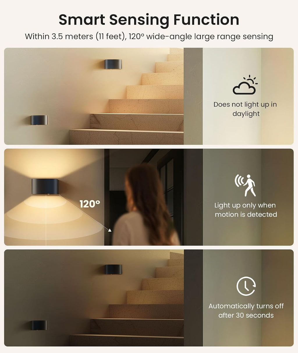 Motion Sensor Dimmable LED Wall Sconces 2 Pack