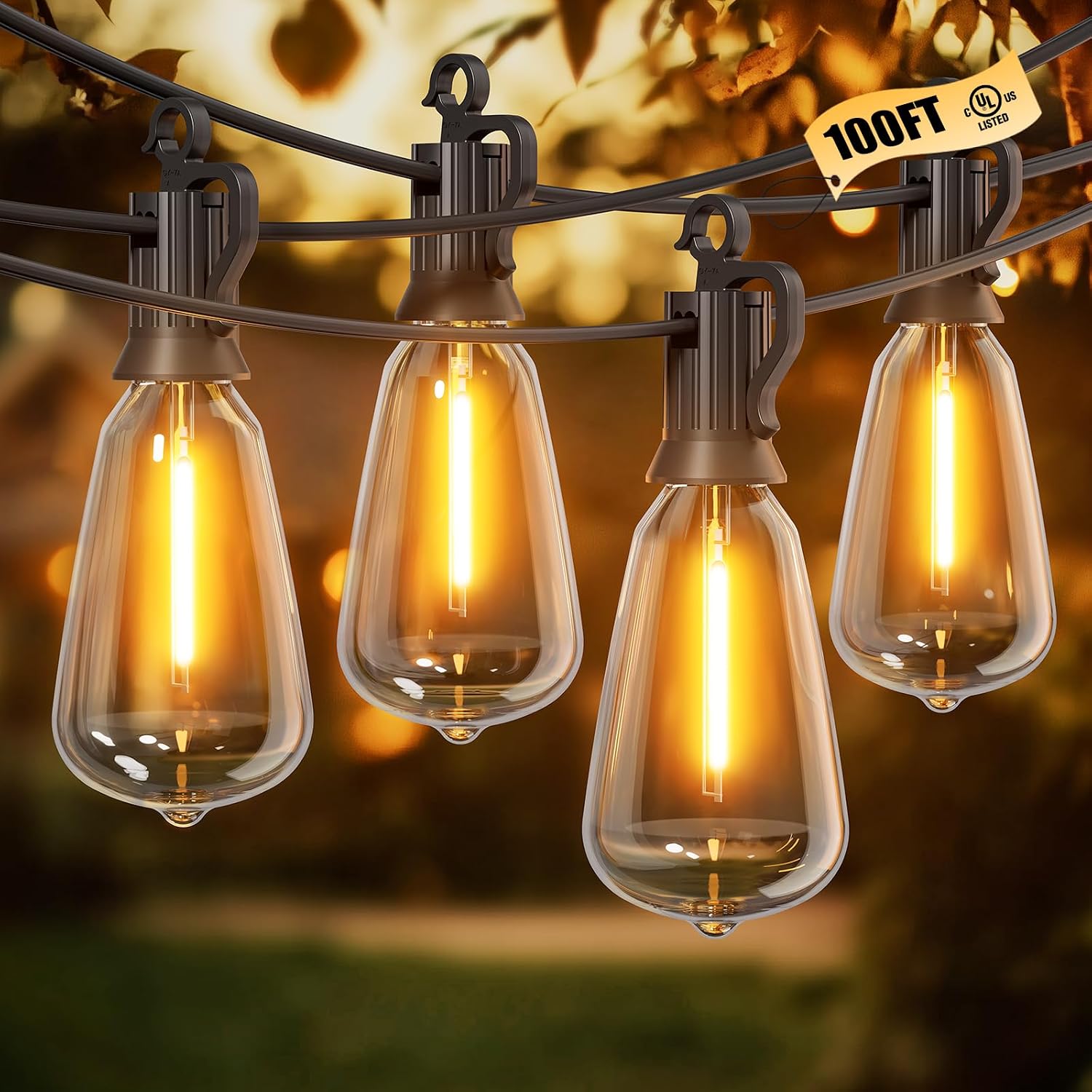100FT Dimmable ST38 Patio Lights