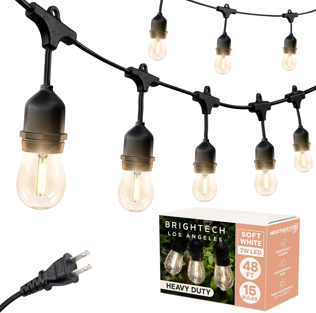 48FT Commercial Dimmable Vintage Patio String Lights