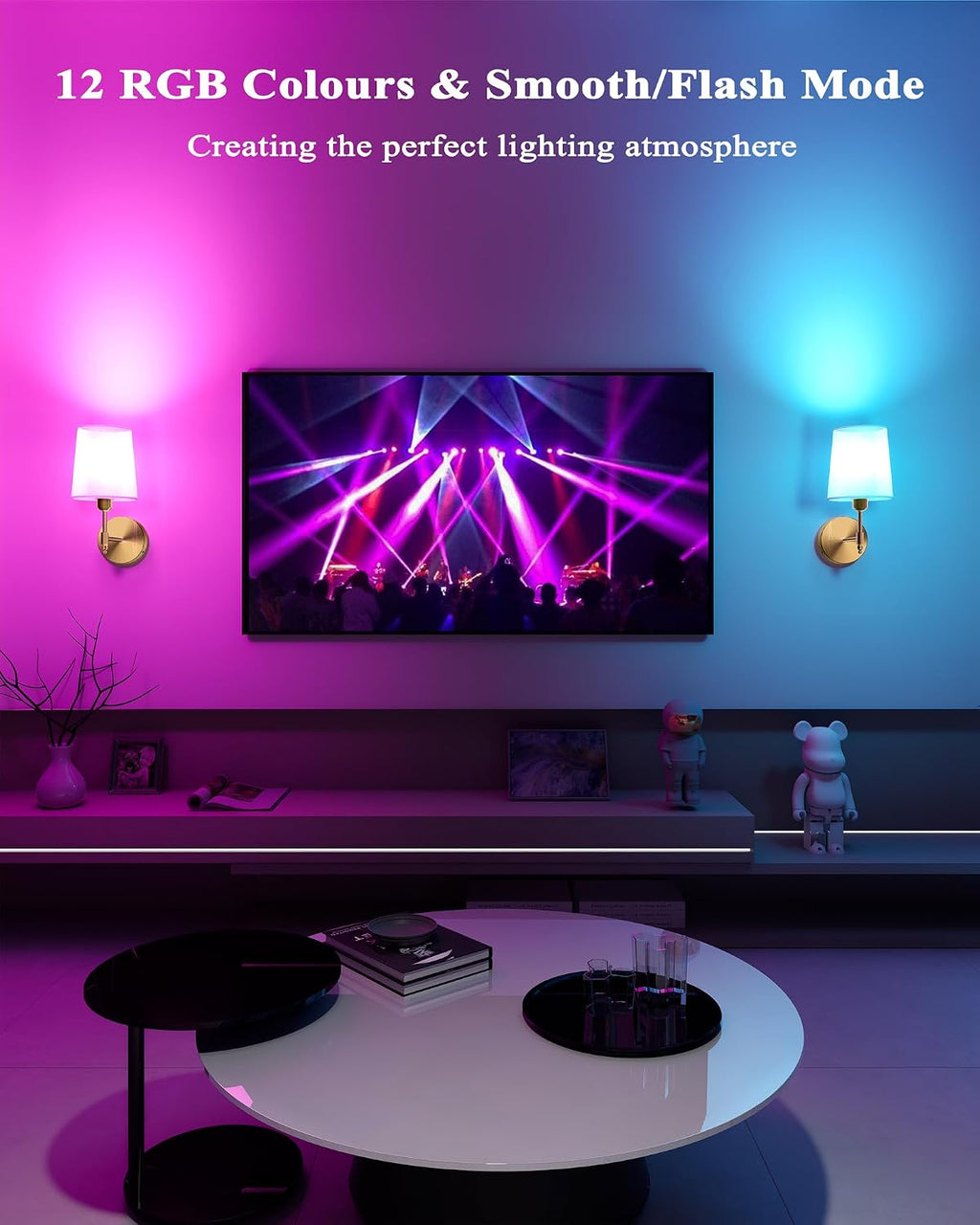 Gold RGB Rechargeable Wall Sconces 2 Pack