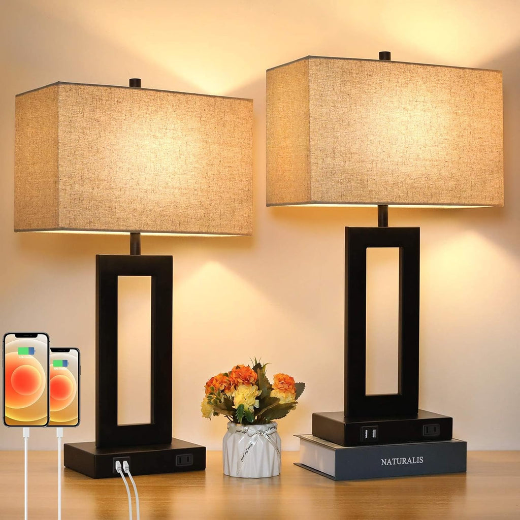 Touch Dimmable Fabric Table Lamps 2 Pack