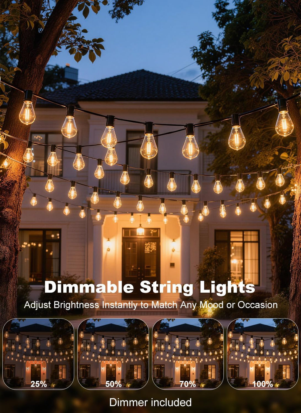 200FT Shatterproof S11 Outdoor Patio String Lights