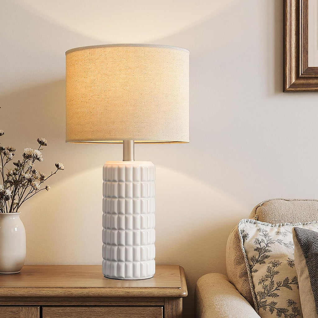 White Ceramic Farmhouse Table Lamps 2 Pack