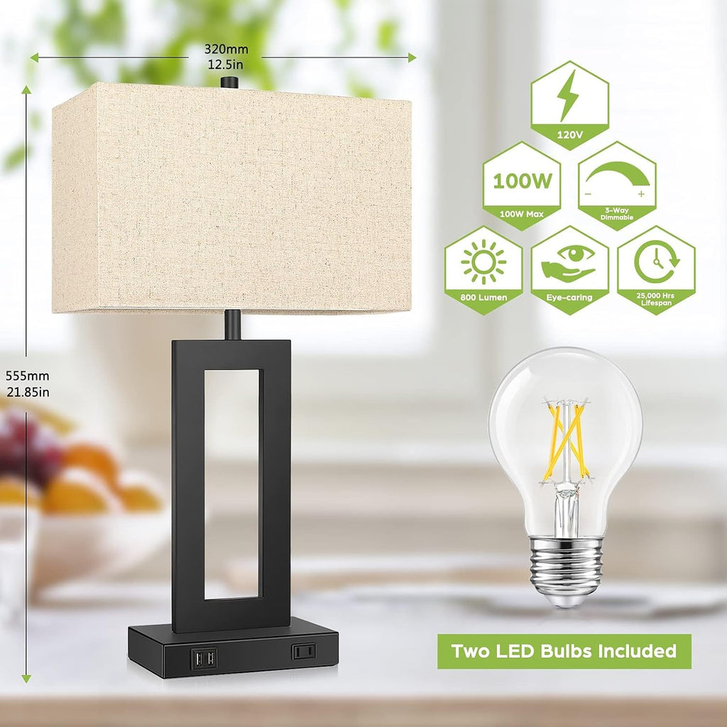 Touch Dimmable Fabric Table Lamps 2 Pack