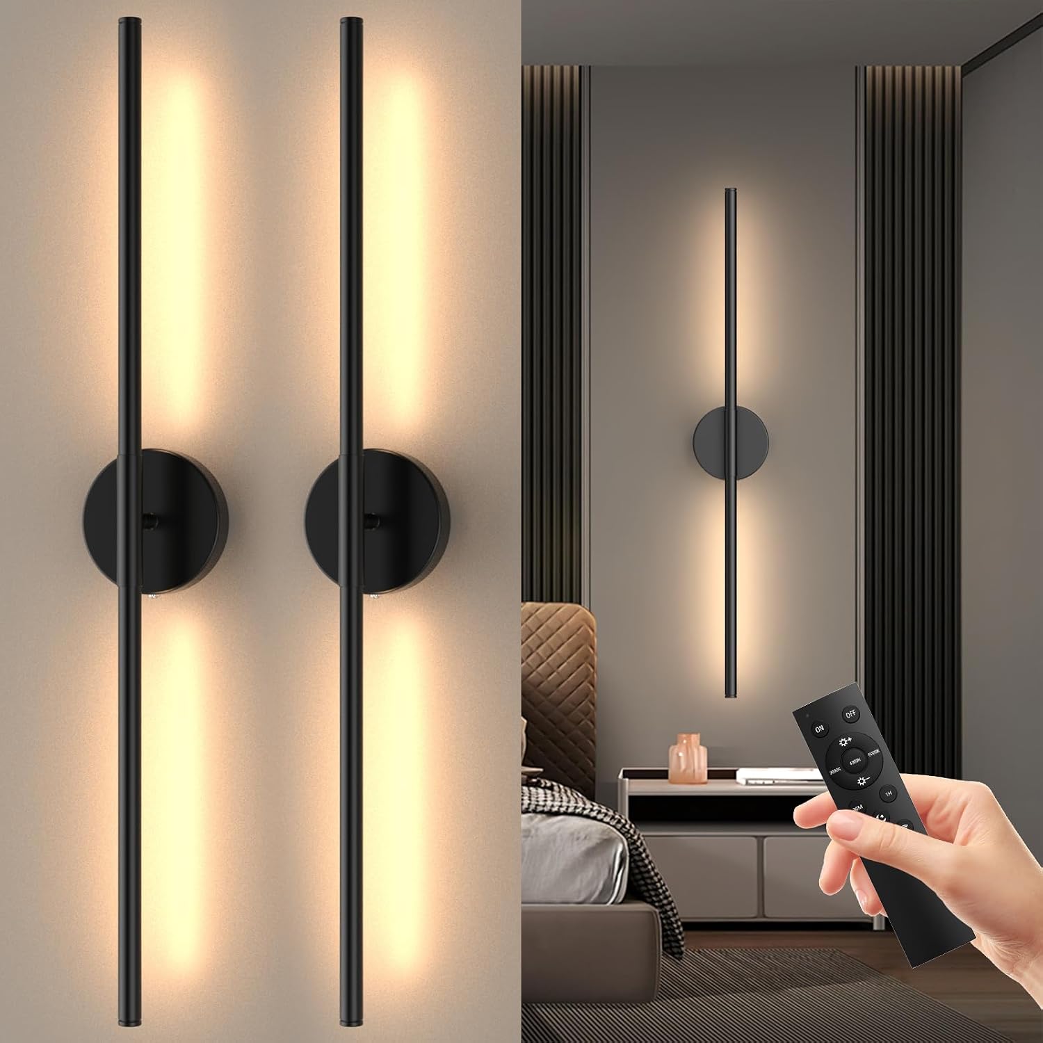 360° Rotatable Rechargeable Wall Sconces 2 Pack