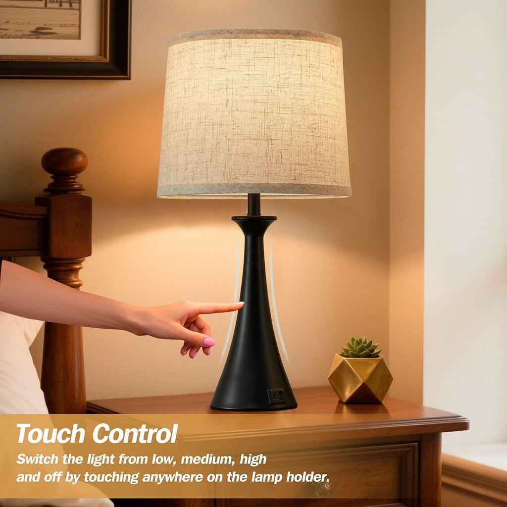Black Touch USB Table Lamps 2 Pack