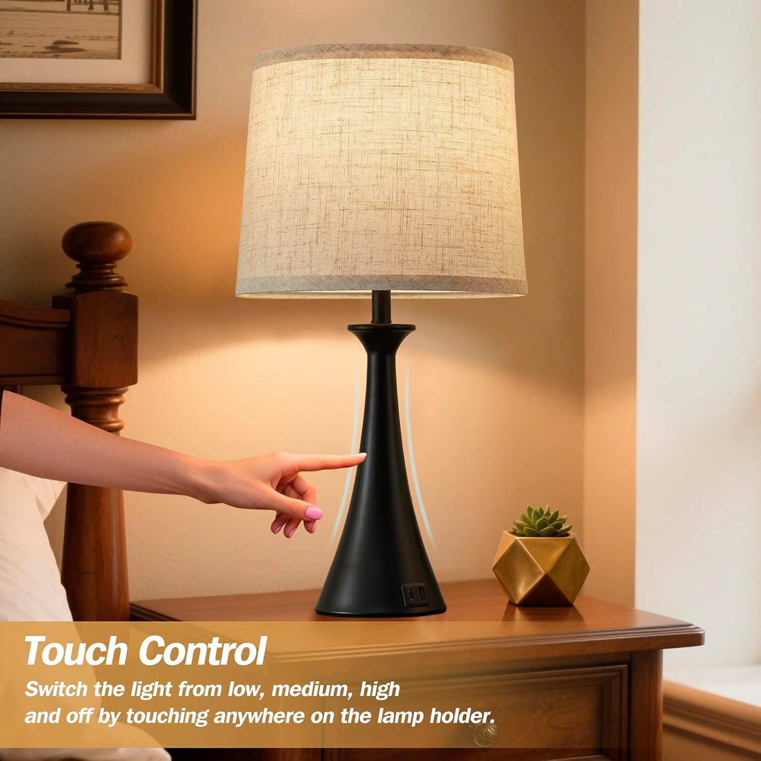 Black Touch USB Table Lamps 2 Pack