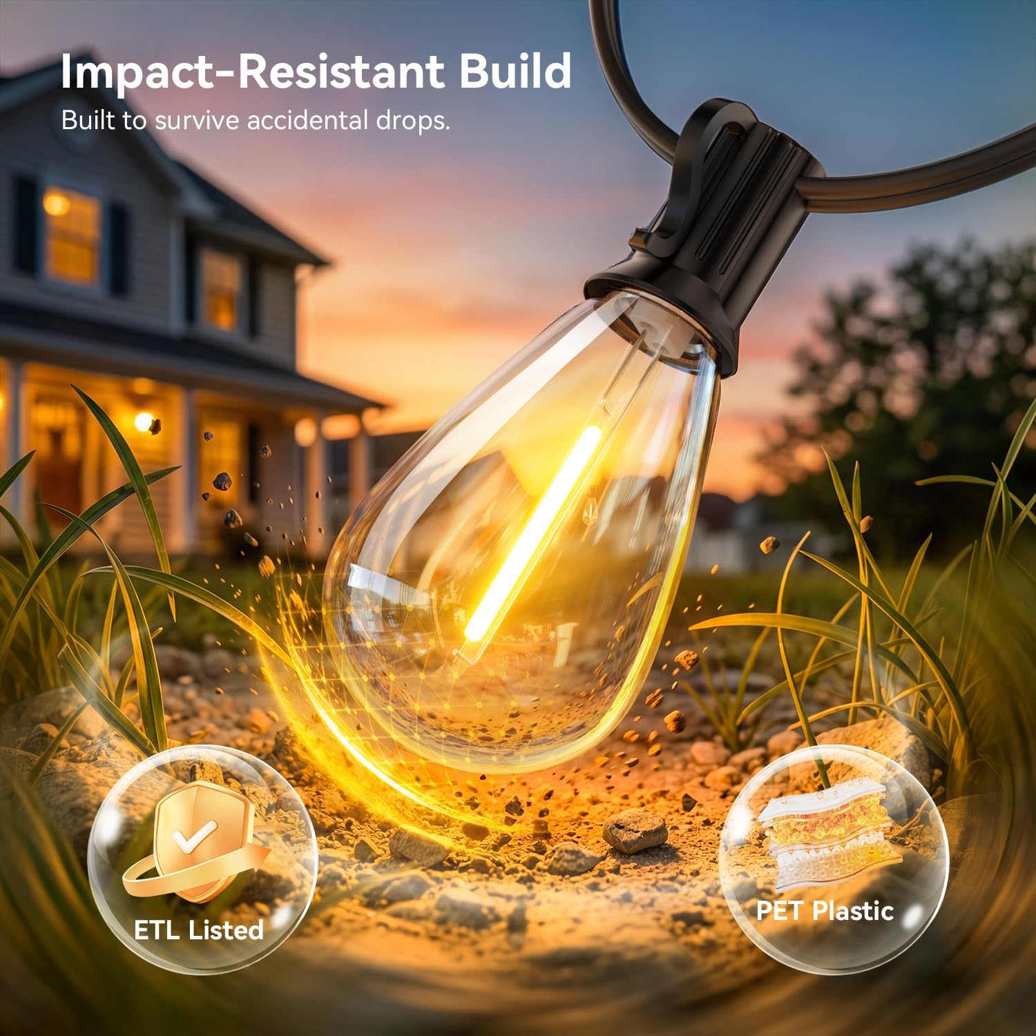 200FT Remote Dimmable Patio String Lights