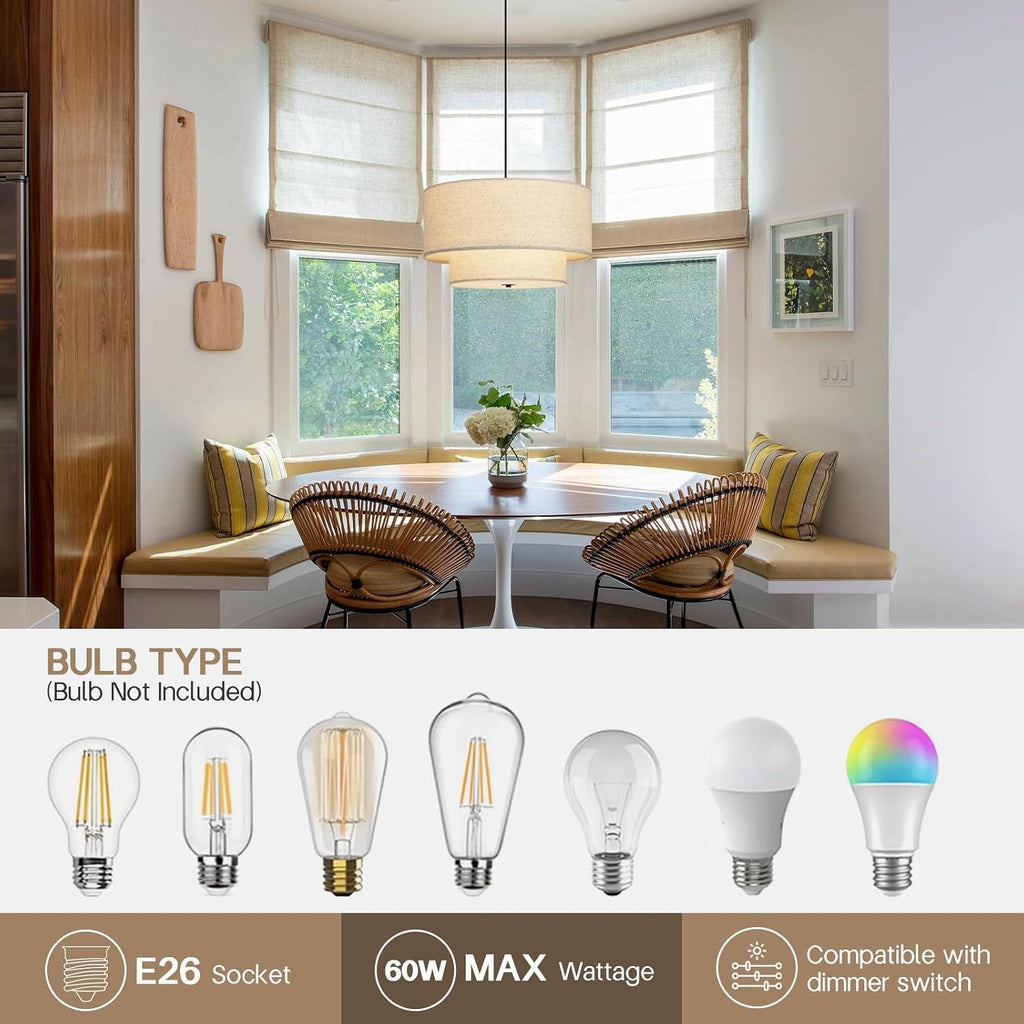 Double Drum Fabric Pendant Chandelier