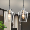 Black Gold Glass Kitchen Pendant Lights 2 Pack