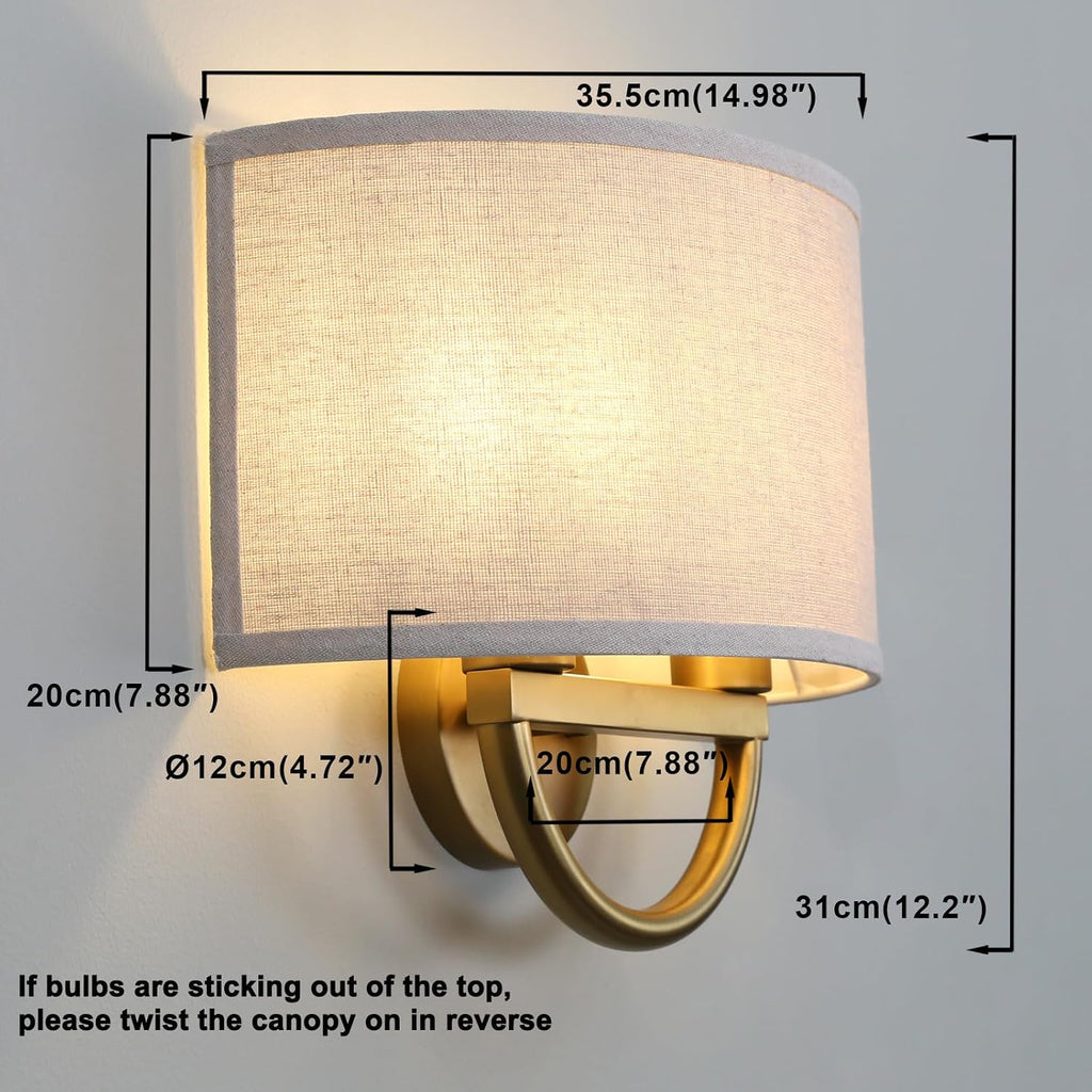 Brass Linen 2-Light Vintage Wall Sconce