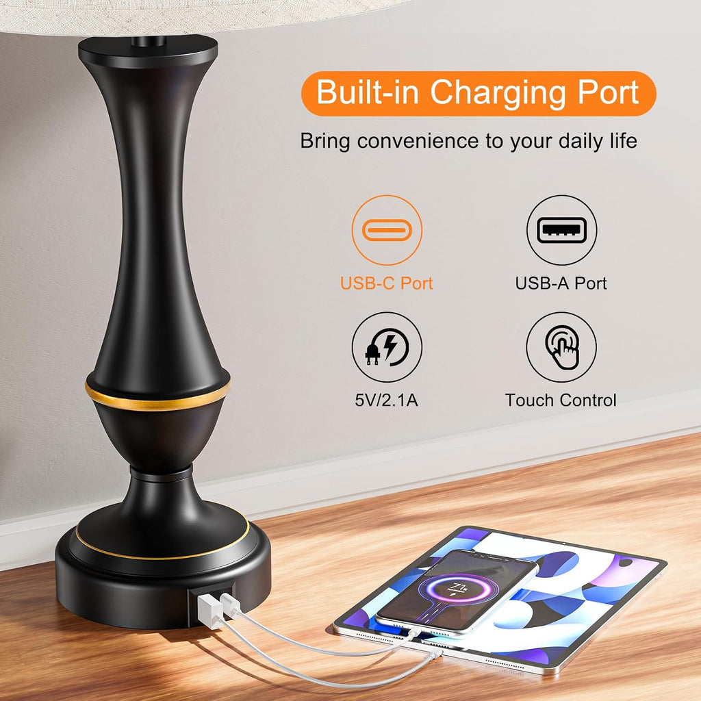 Touch Dimmable USB Table Lamps 2 Pack