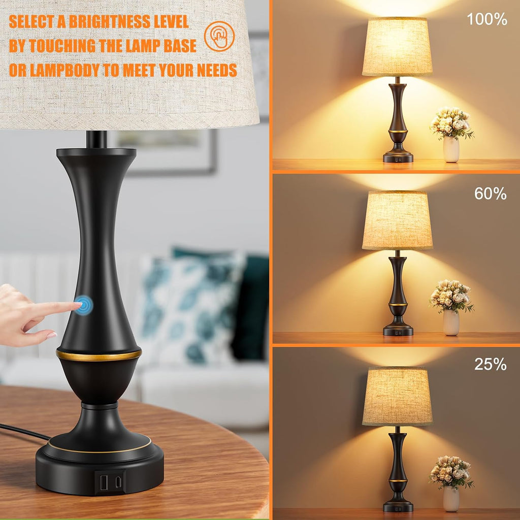 Touch Dimmable USB Table Lamps 2 Pack