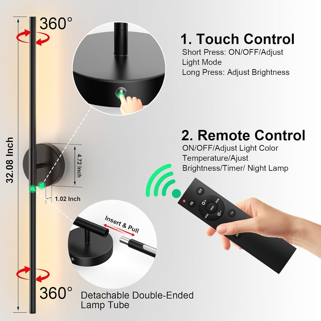 360° Rotatable Rechargeable Wall Sconces 2 Pack