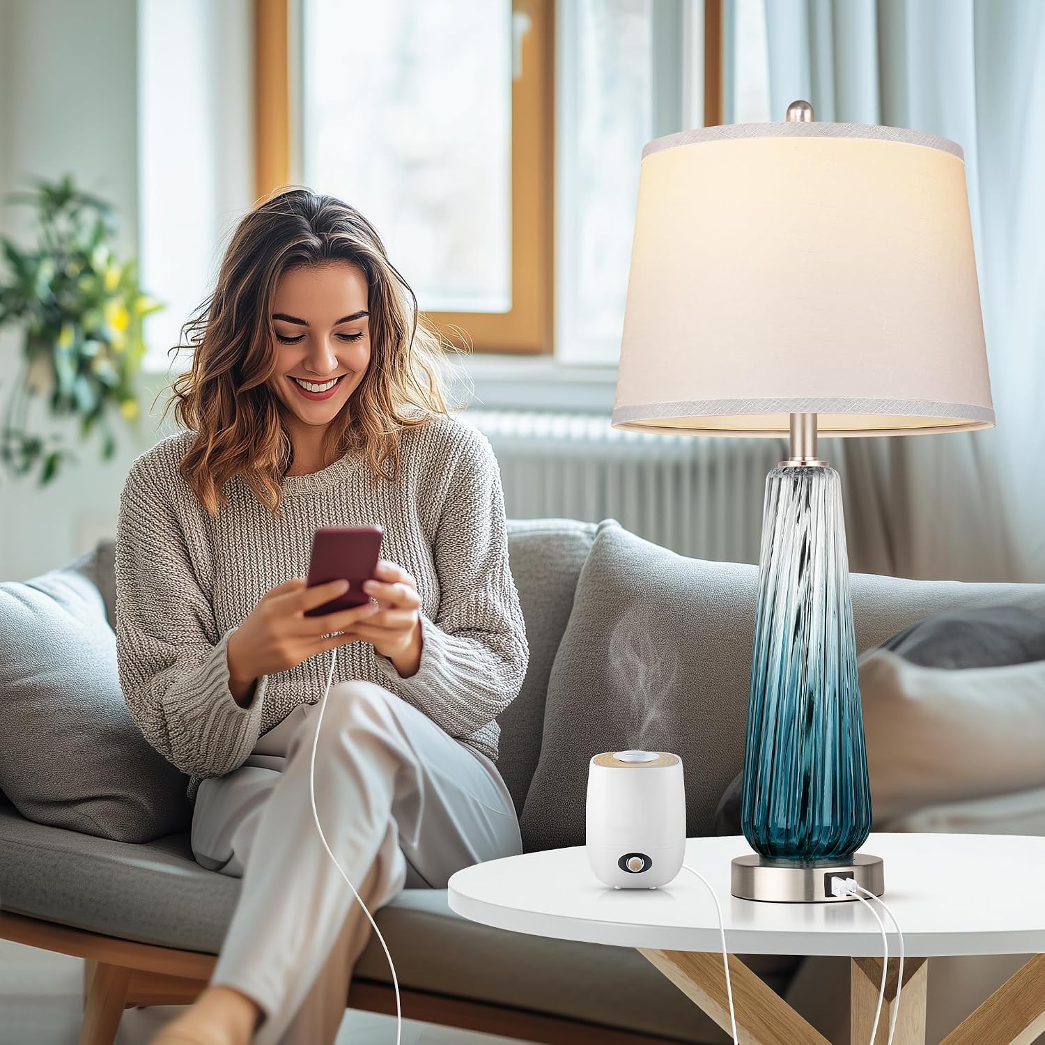 Touch USB Glass Table Lamps 2 Pack