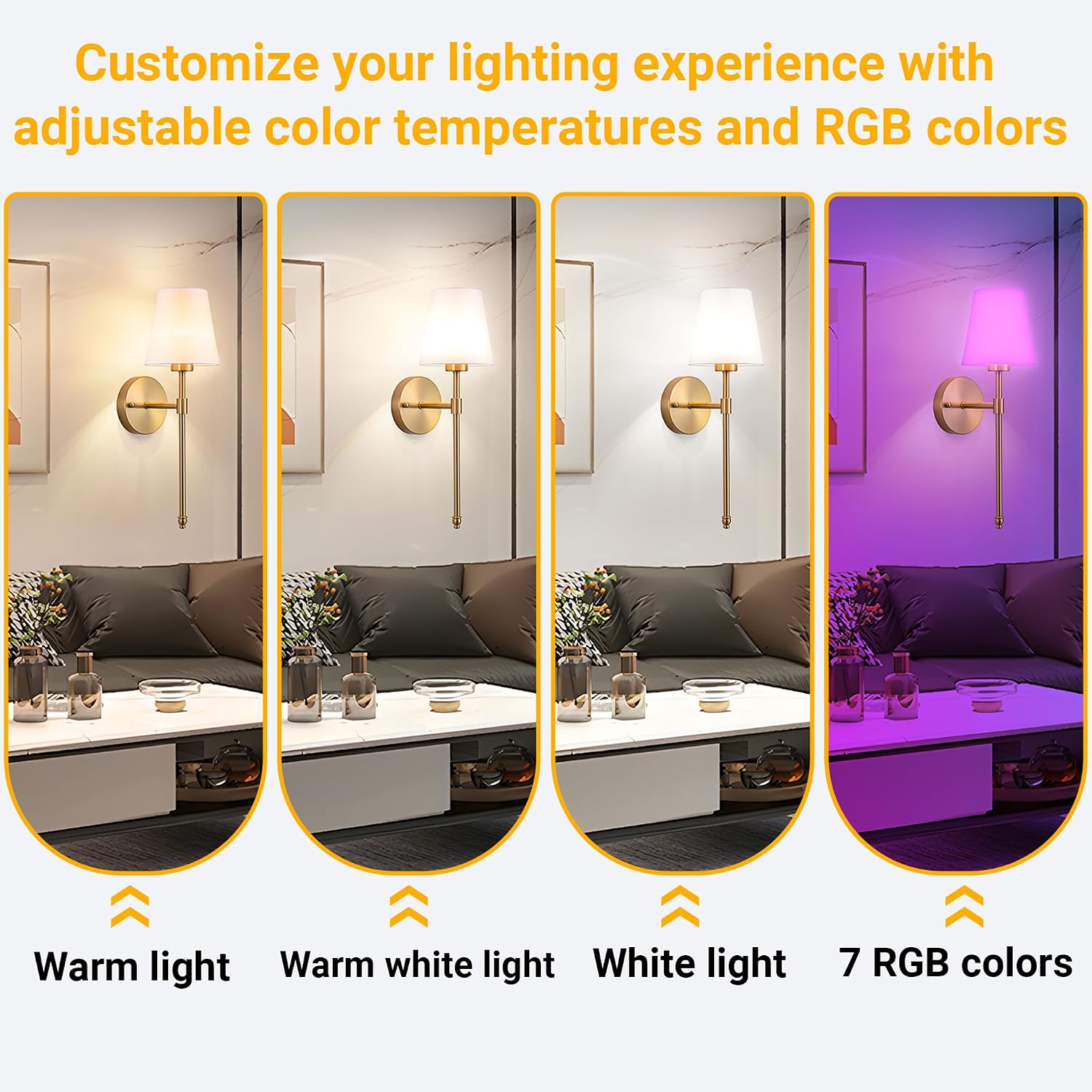 Wireless Stick-On Wall Sconces 2 Pack