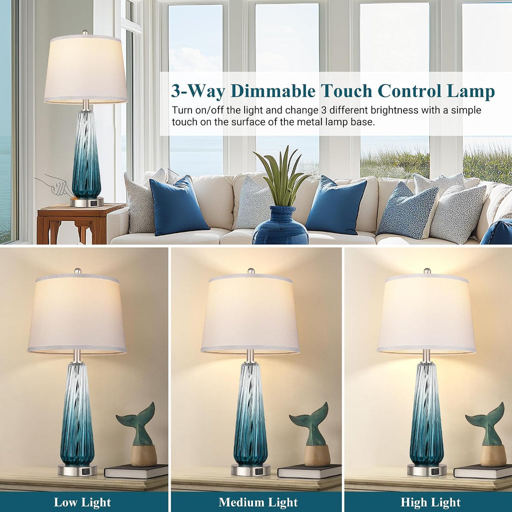 Touch USB Glass Table Lamps 2 Pack
