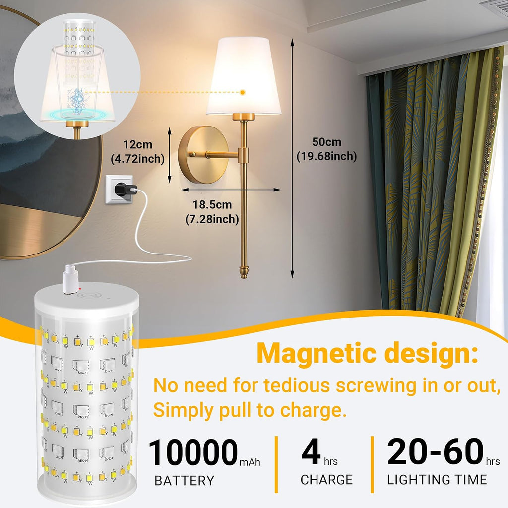Wireless Stick-On Wall Sconces 2 Pack