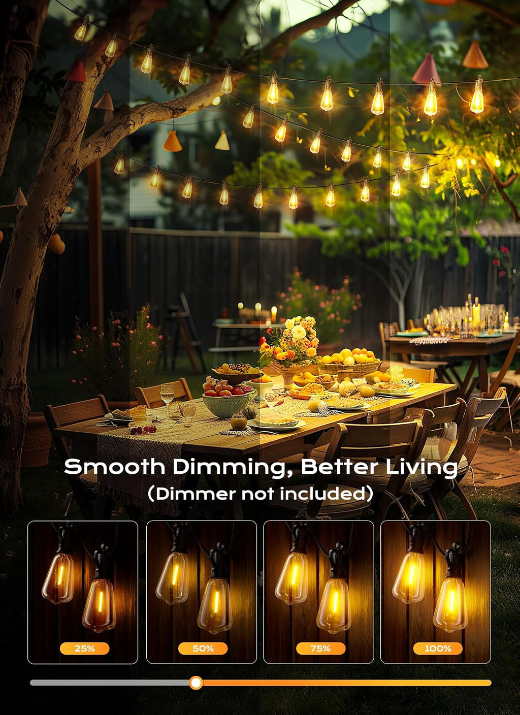 100FT Dimmable ST38 Patio Lights